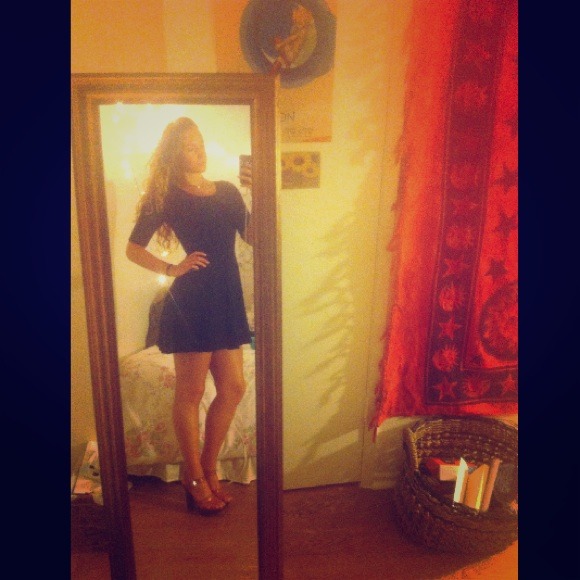 Black eyelet babydoll dress long sleeved