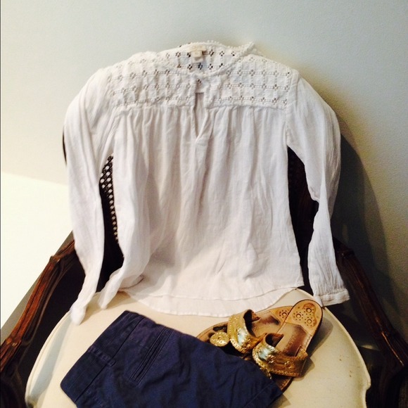 J crew cubed peasant top