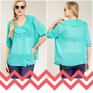 Ruffled turquoise top