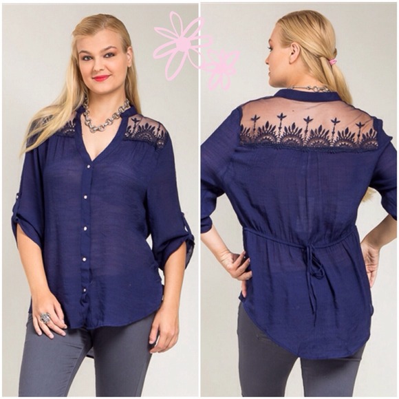 Navy lace top
