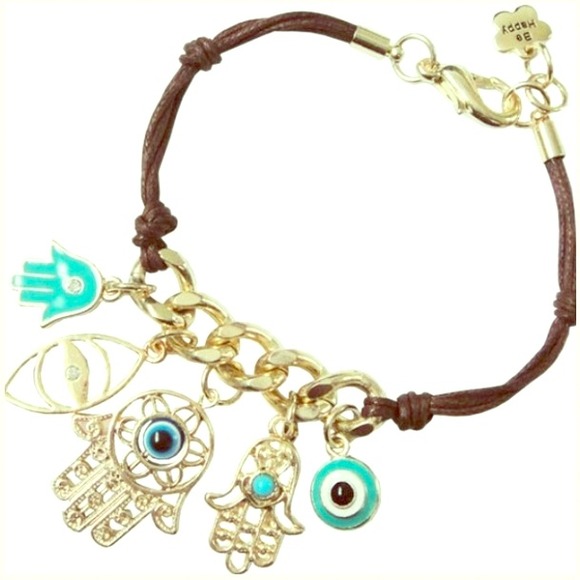 NWT Hamsa Evil Eye Charm Chord Bracelet