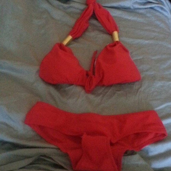 Red and gold bikini