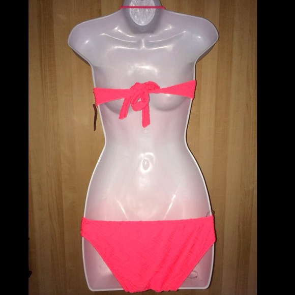 NWT! Forever 21 Neon Pink Coral Monokini Bikini SM 80s