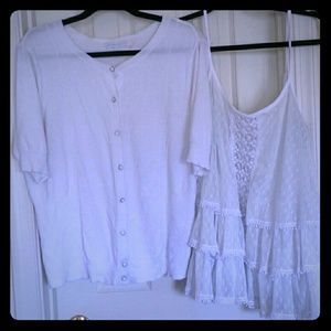 White Cardigan size xl & White Tiered Camisole L