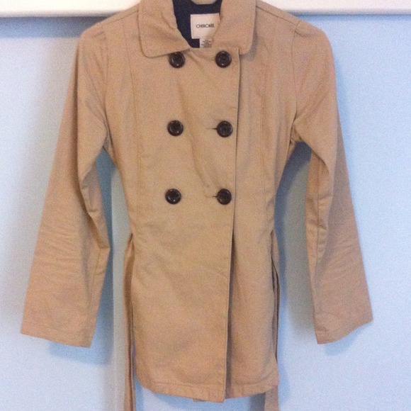Baige Jacket w/ dark brown buttons down the front