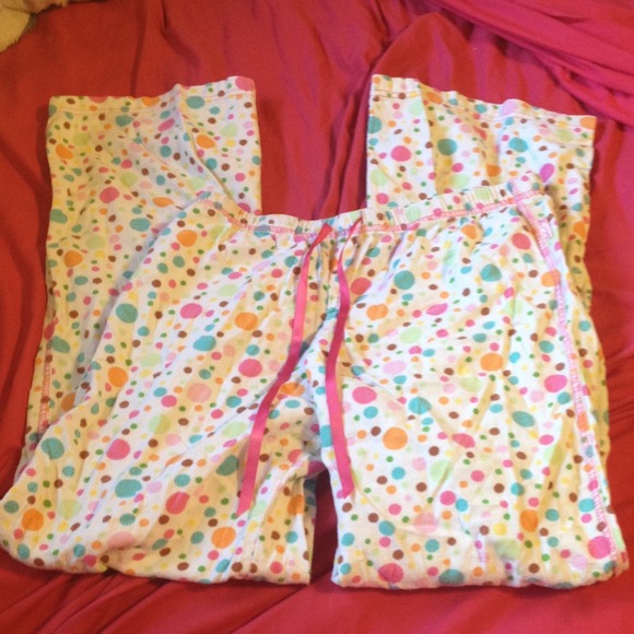 Polka dotted pajama bottoms!