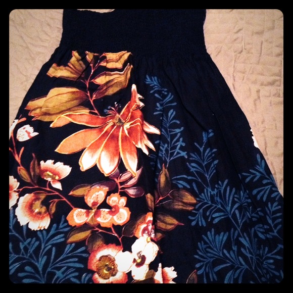 Navy floral Halter Dress