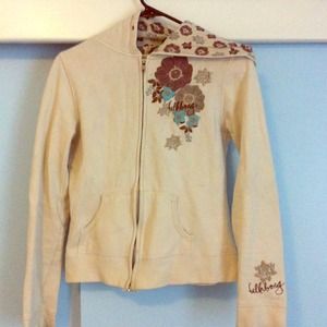 Billabong white jacket w/ floral hood.