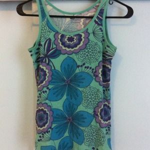 Tank top w/ Green/Blue/Purple floral design