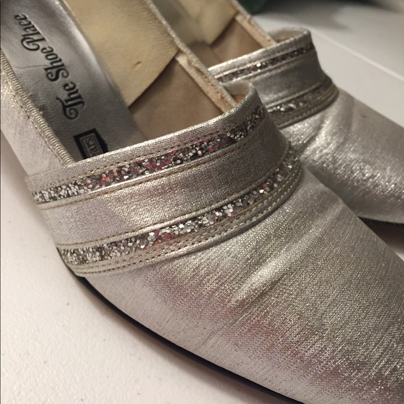 Vintage Box Toe Silver & Glitter Heels 8.5B - Picture 6 of 6