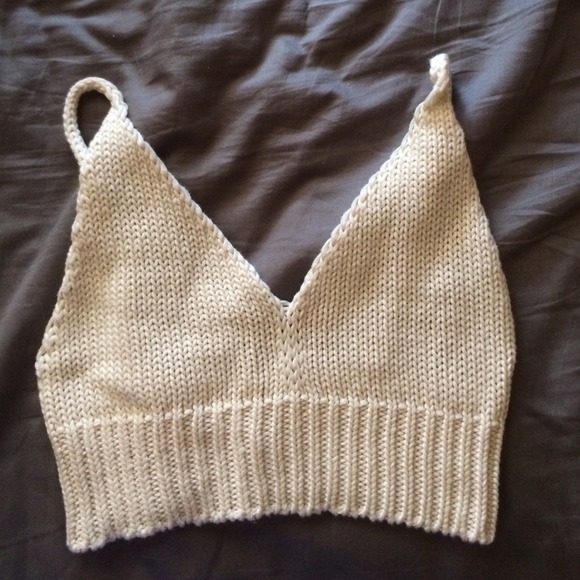 Knit Bralette Top Brown