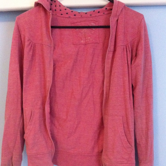 Pink jacket w/ small black polkadot hood