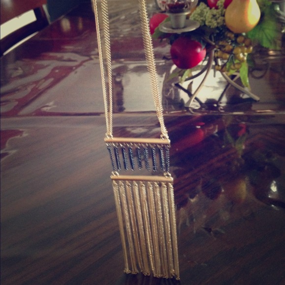 Black & gold dangling long necklace