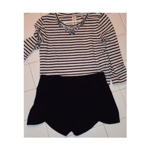 Scallop + Bow Black Shorts LABOR DAY FLASH SALE