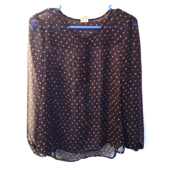 Sheer heart print blouse