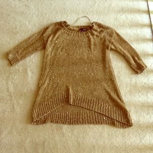 Gold Sequin Sweater (High-Low)