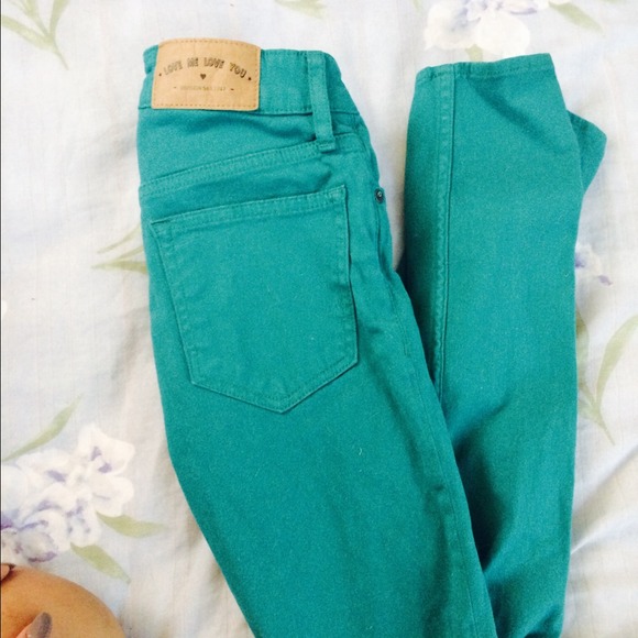 Teal skinny jeans