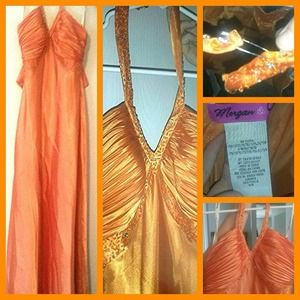 Orange/burnt orange prom dress worn once size 5/6