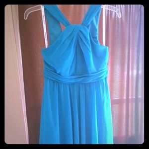 Short Crinkle Chiffon Y Neck Dress