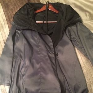 Trendy Reversible Black/Gray Rain Coat