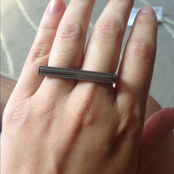 Bar double ring - pewter color