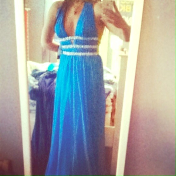 (NEW) La Femme Halter Prom Dress