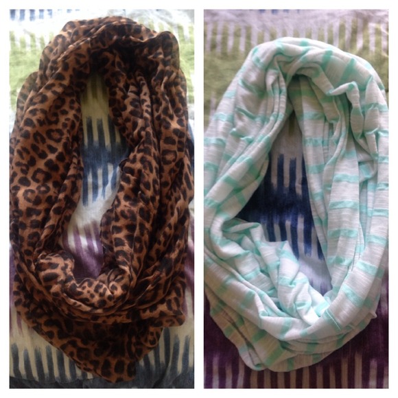 Cheetah And Turquoise&Grey Infinity Scarves.