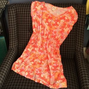 Bright floral dress with pockets & elastic waist