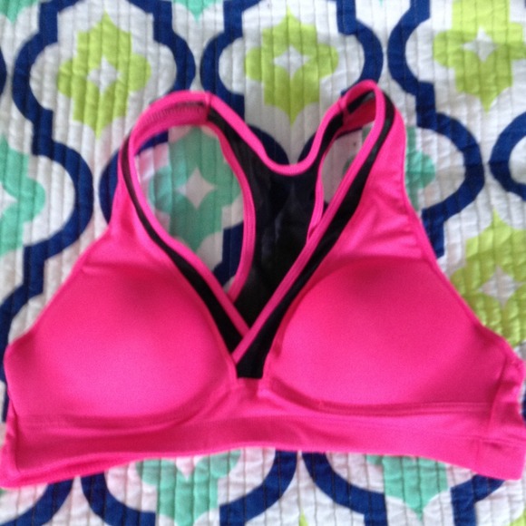 Hot pink sports bra.