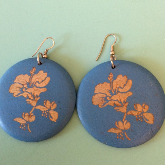 🎁FREE w any purchase! wooden disc floral earrings