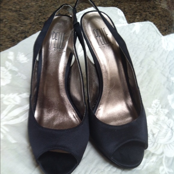 Black fabric evening shoes