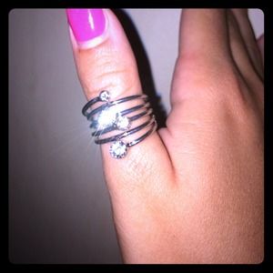 Silver wrap around ring with jewels