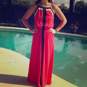 Quinn linear color block maxi dress