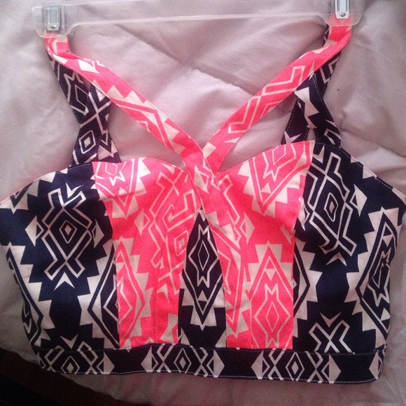 Navy blue & pink crop top