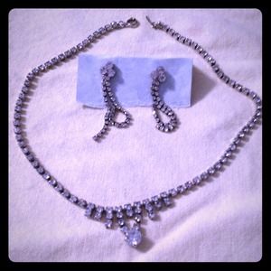 Rhinestone necklace with matching earrings