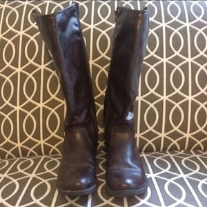 Brown faux leather rider boots