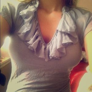 Beautiful grayish blue ruffled top