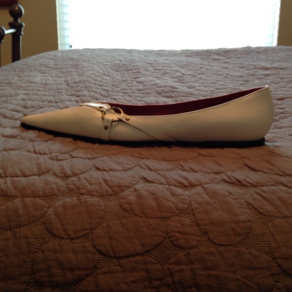 White Leather Flats - Picture 2 of 4