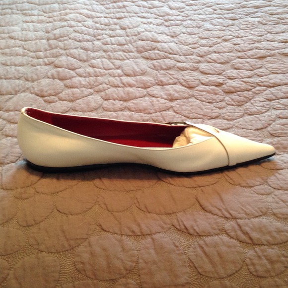 White Leather Flats - Picture 3 of 4