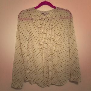 Ann Taylor Loft cream & black star print shirt