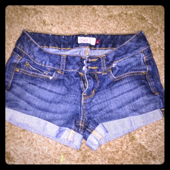 Denim cuff shorts