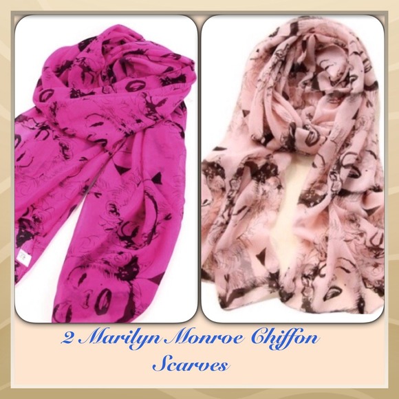 2 Marilyn Monroe Chiffon Scarves New Never Worn.