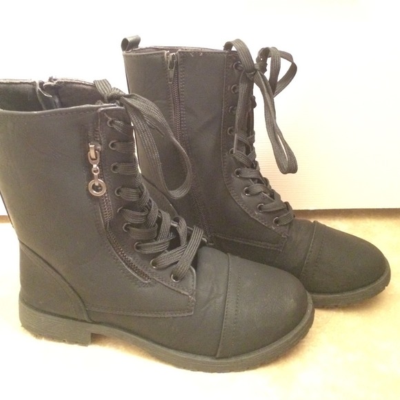 Black combat boots