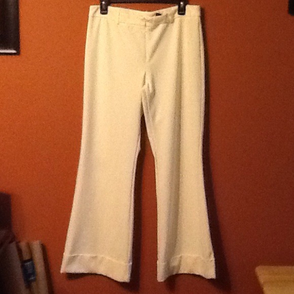 Creme dress pants long and big bottoms