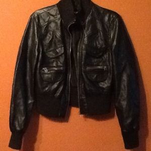 Black non leather material jacket