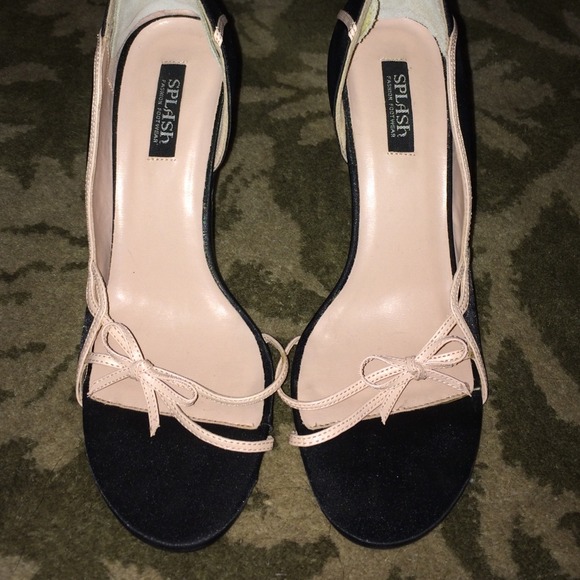 Splash Fashion Footwear Shoes Pedal Pink Bow And Black Heels Poshmark