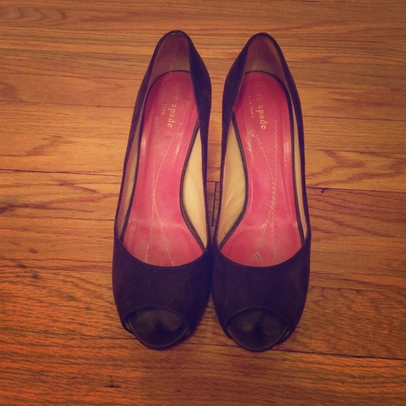 Brown suede kate Spade peep toes