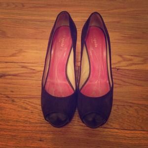 Brown suede kate Spade peep toes