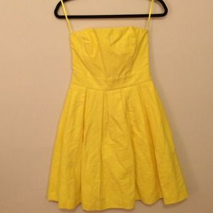 French connection strapless yellow dress
