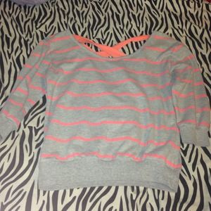 Orange and grey long sleeve with criss cross back